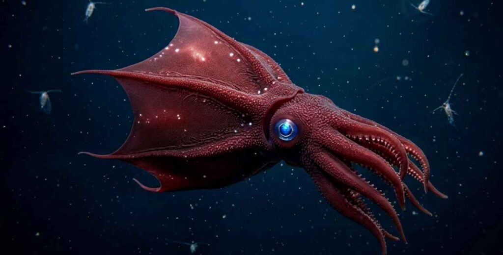 Lula vampiro — Vampyroteuthis infernalis — adaptação ao oceano profundo