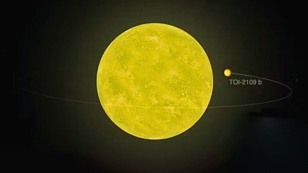 Descoberto planeta distante que faz “espiral da morte” em torno de sua estrela. exoplaneta TOI-2109b