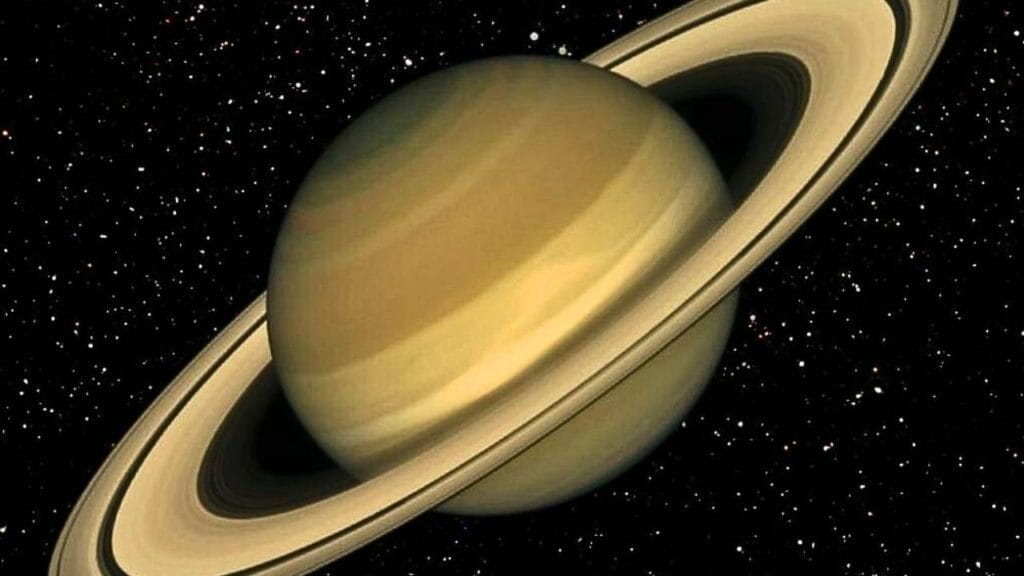 Imagem de anéis de Saturno com alta nitidez, simbolizando o resultado que se espera de um telescópio intermediário (R$1.500+) para ver planetas.