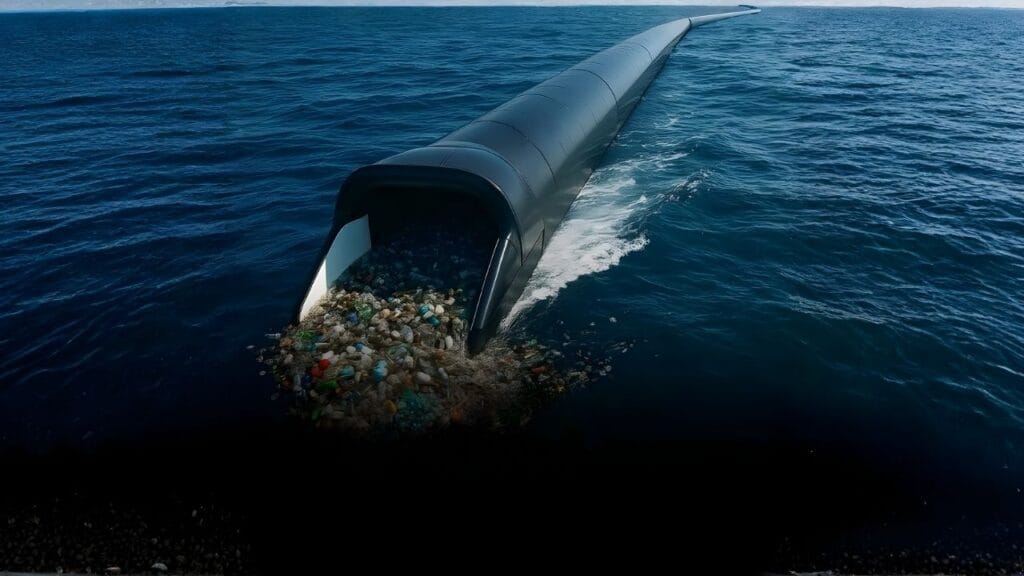 Maior aspirador do mundo, com 600 metros de comprimento, promete varrer o plástico dos oceanos
