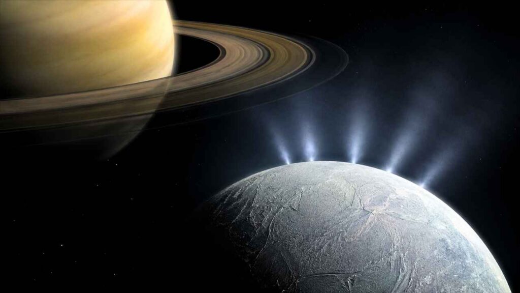 Lua gelada de Saturno libera jatos de vapor d’água no espaço, reforçando evidências de oceanos subterrâneos ativos que podem revelar mais sobre os limites da vida no Sistema Solar.